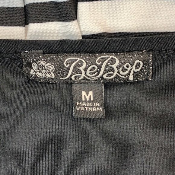 BeBop Black and Gray Striped Mini Apron Dress - Picture 8 of 10